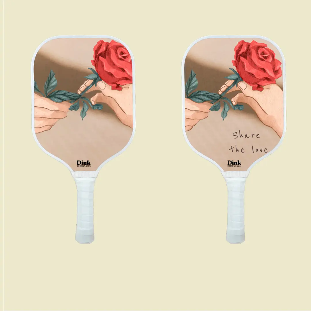 Valentines day custom pikckleball paddles set with matching romantic print.