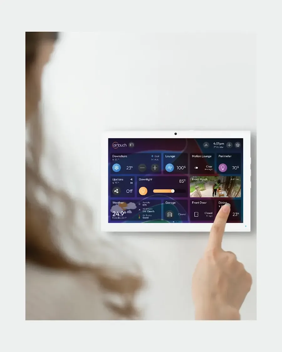 The AirTouch 5 wall-mounted 8-inch touchscreen console for whole-home climate control