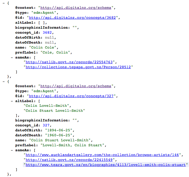 Code showing results for 'colin cole' and 'colin stuart lovell-smith'.