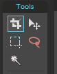Close up of the toolbar in a photo editing program with the crop tool selected