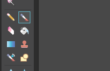 Close up of a toolbar with the brush tool selected