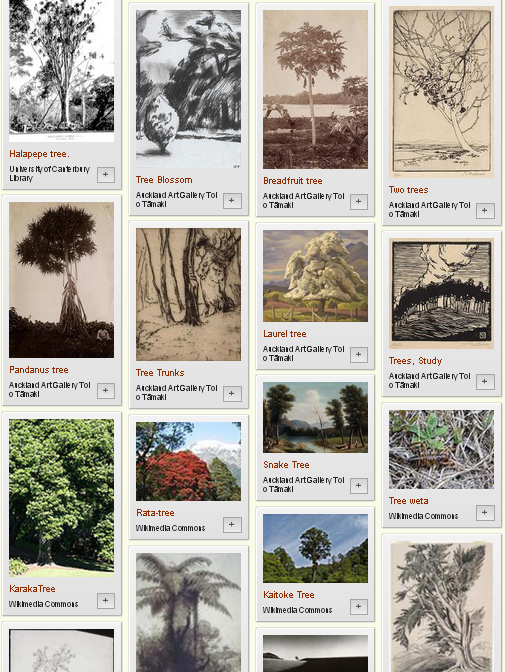 A series of thumbnail images of trees.