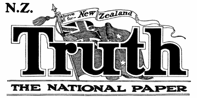 Newspaper masthead for NZ Truth The National Paper 