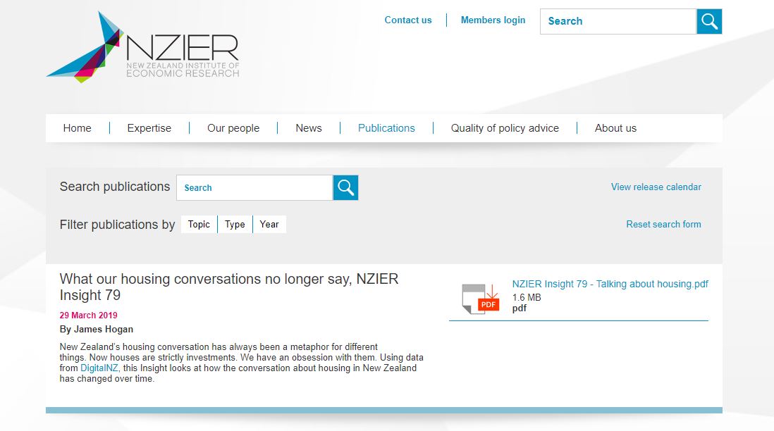 Search result on the NZIER website.