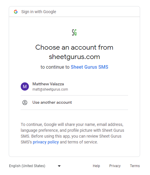 marketplace gmail account selector