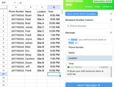 How To Send Text Messages From Google Sheets