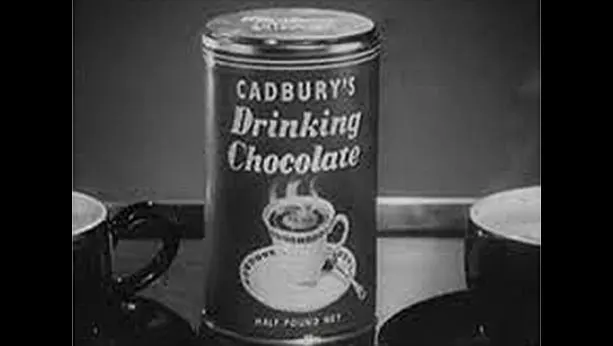 Picture of first ad of Cadbury's hot chocolate from 1955