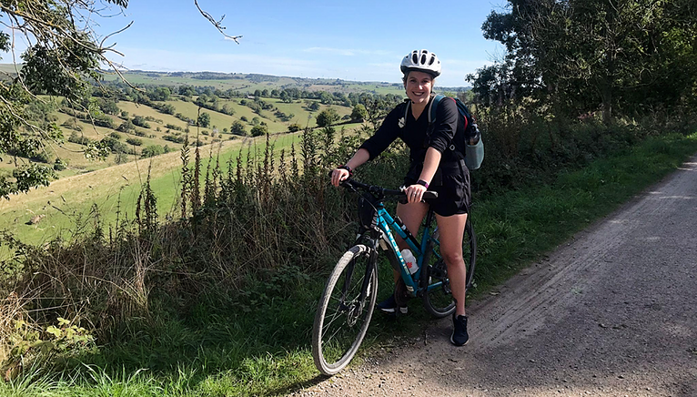 Hannah on a bike