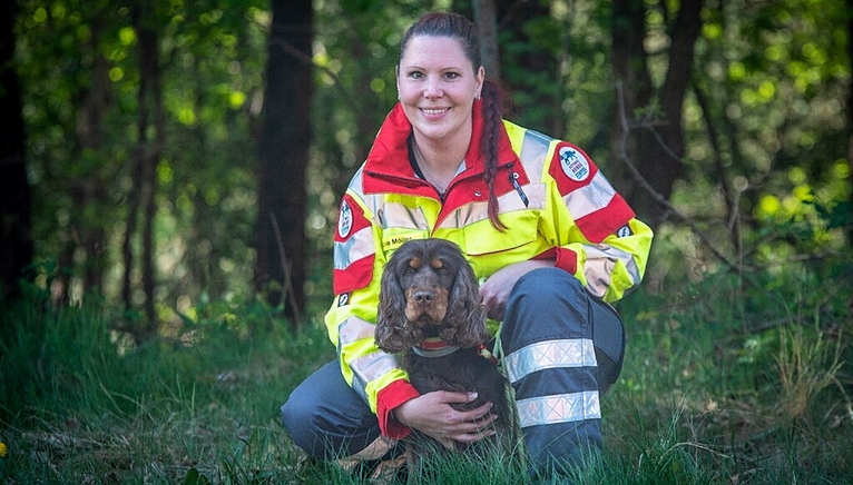 Nicole with rescue dog
