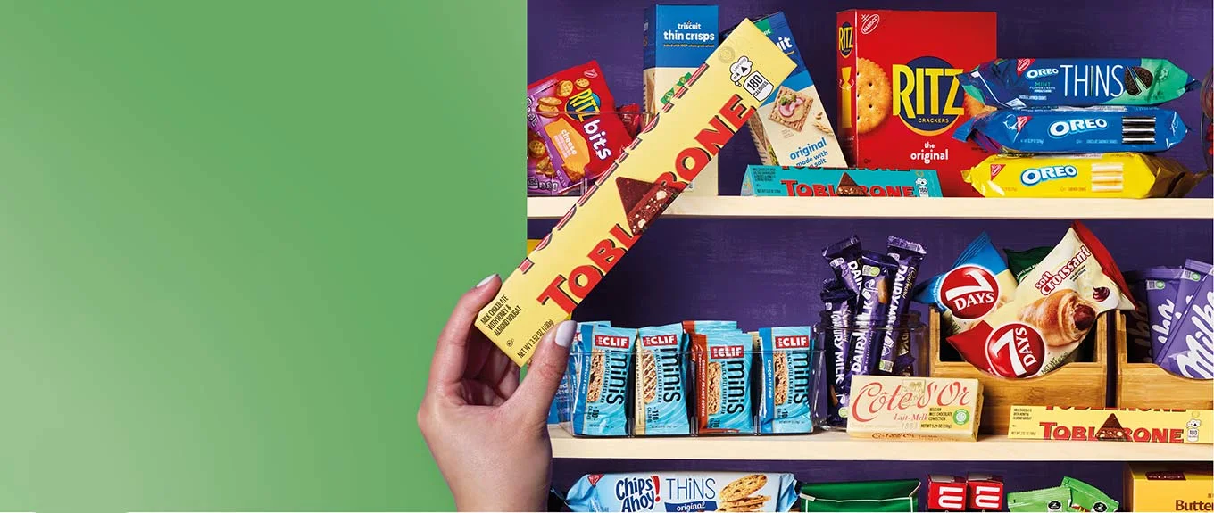 Mondelez products on shelves