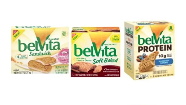3 boxes of Belvita snacks - 1 belvita sandwich, 1 belvita soft baked, 1 belvita protein.