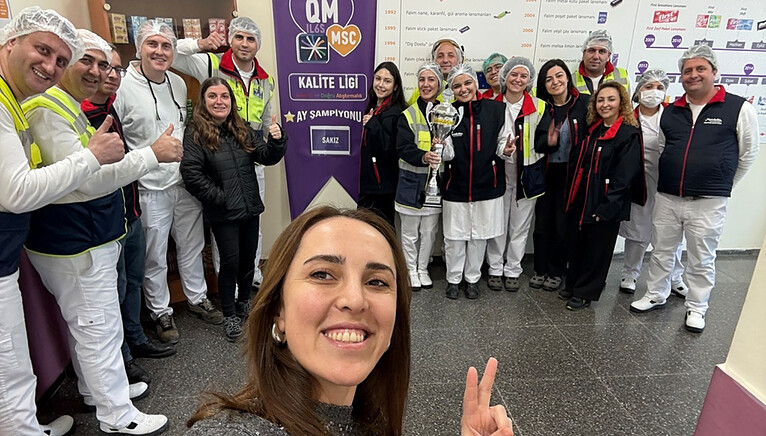 Merver's selfie with her team
