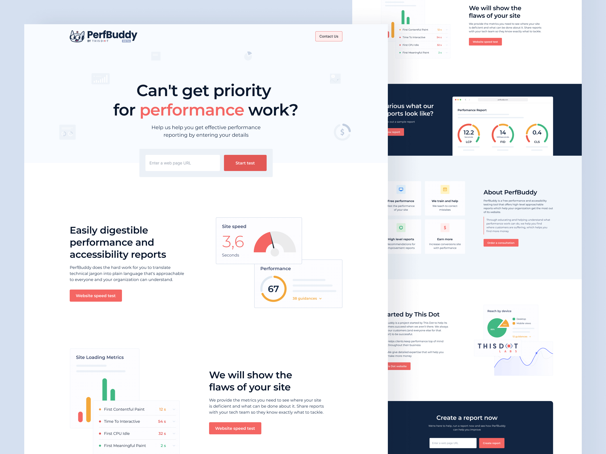 Landing page displaying different web app features
