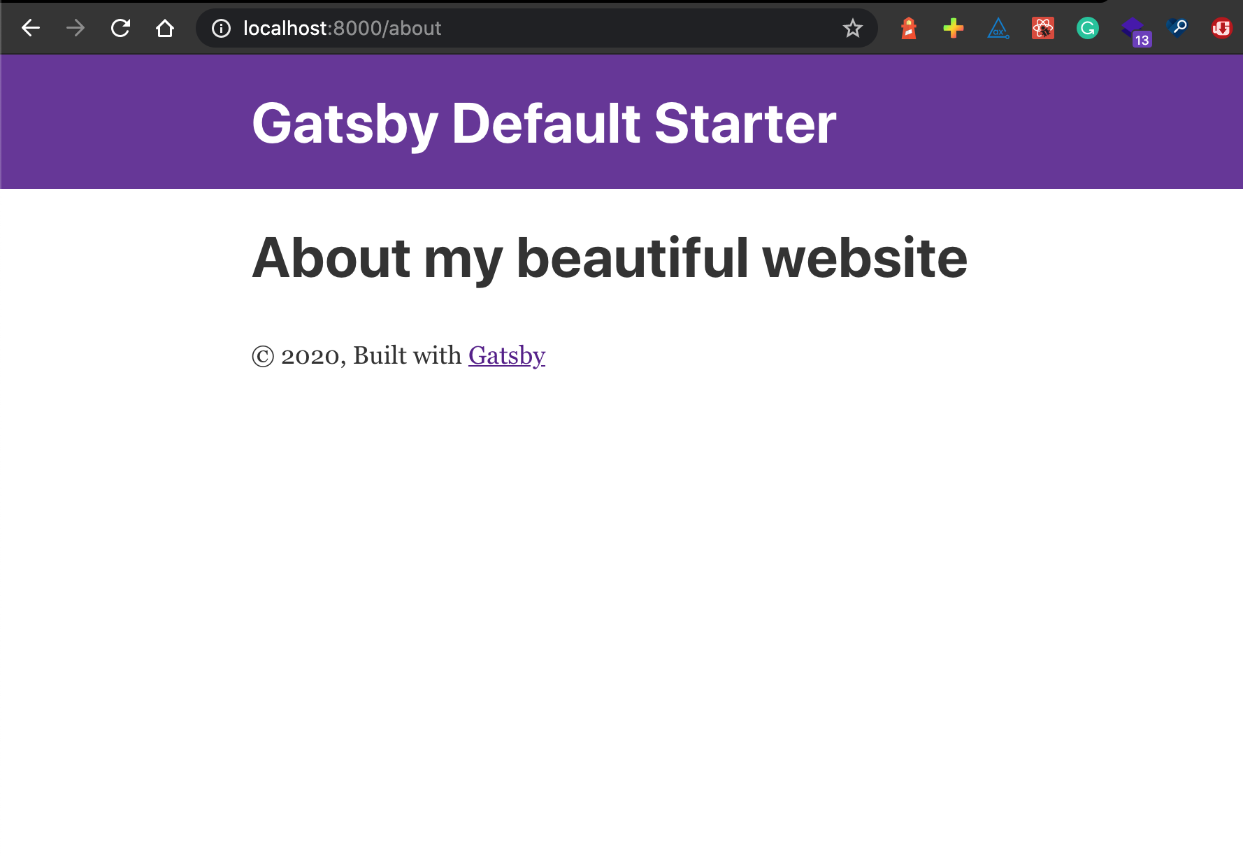 About page added to Gatsby Starter Default