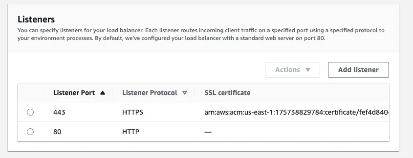 Set up a listener for port 443