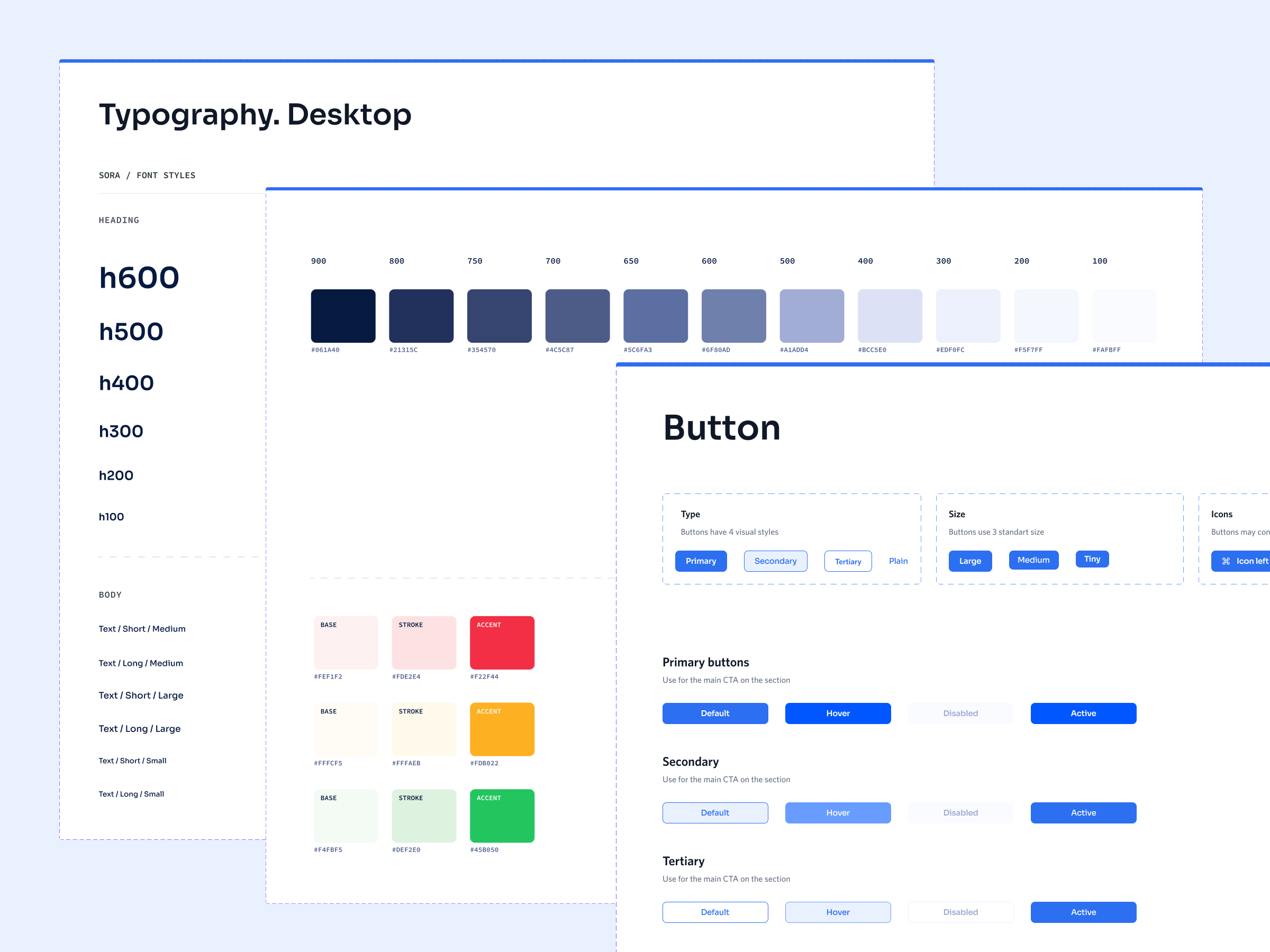 Design software user interface that displays a desktop with a variety of fonts and colors available