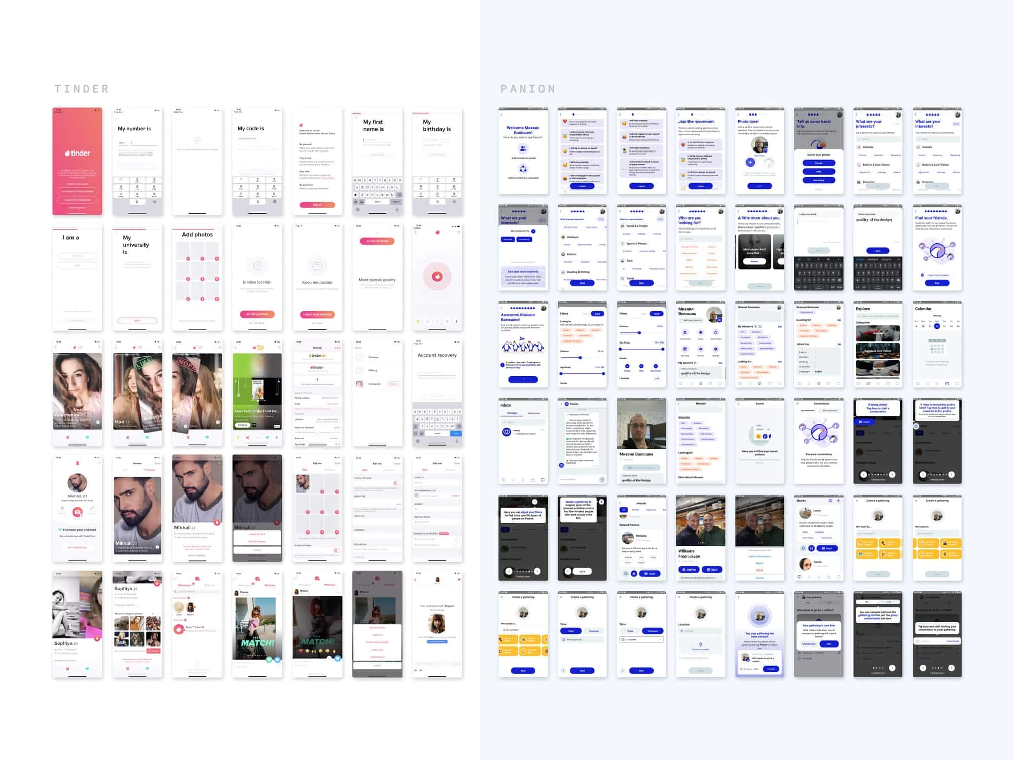 Side-by-side comparison of the user interfaces of two mobile applications similar to Let's Chat With