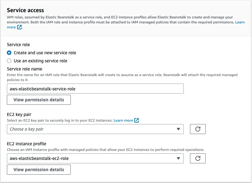 Create new service role