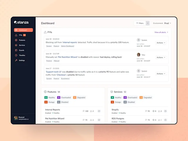 Stanza application dashboard