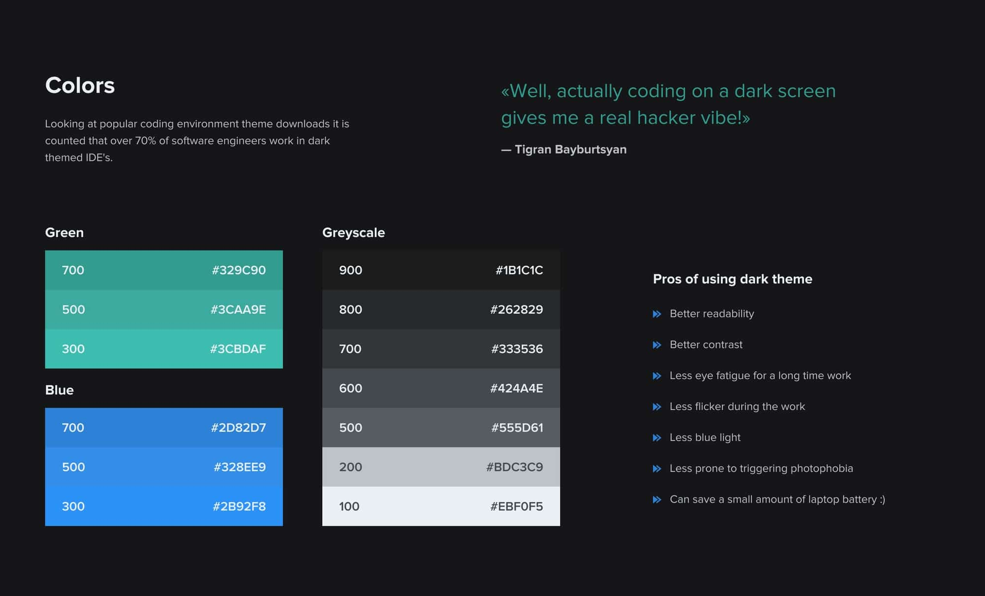 Color palette for Netifi, featuring shades of green, blue, and greyscale