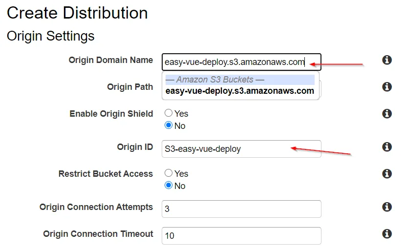 CloudFront Distribution Settings