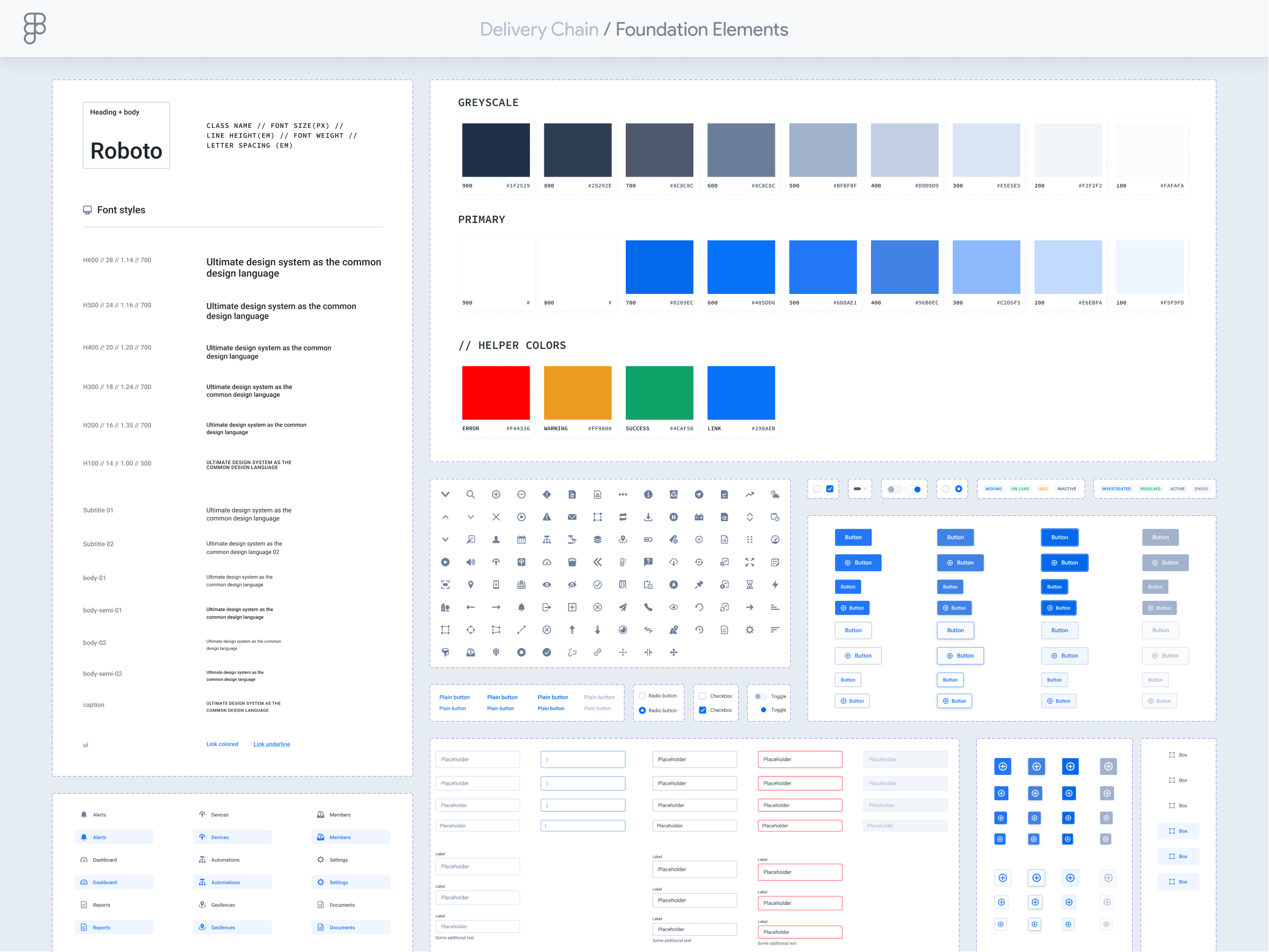 Design system underlying the full UI system