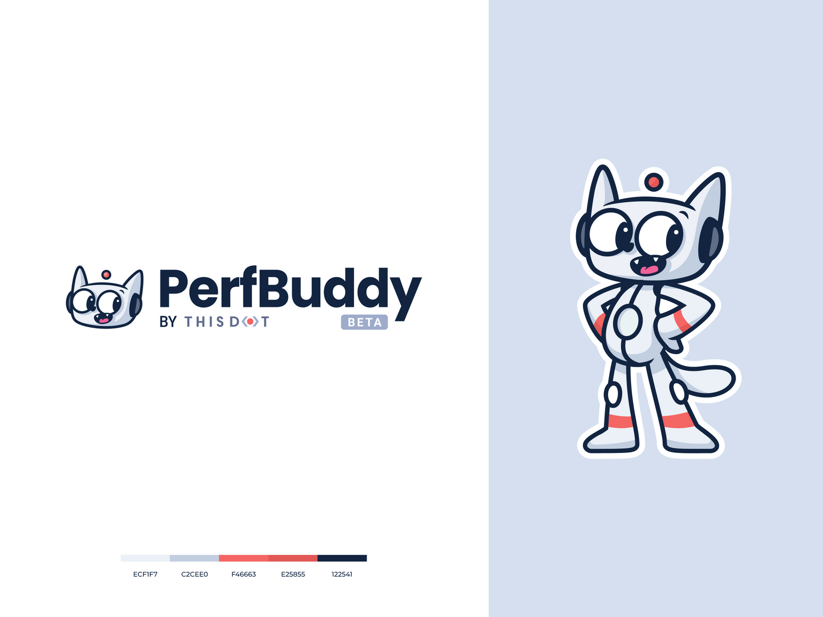 Perfbuddy logo on the left and mascot right