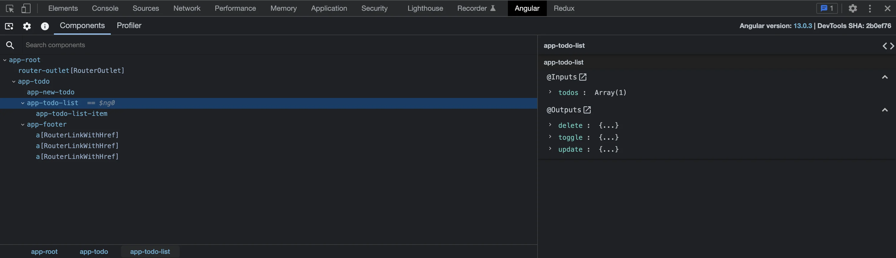 Angular Devtools Screenshot