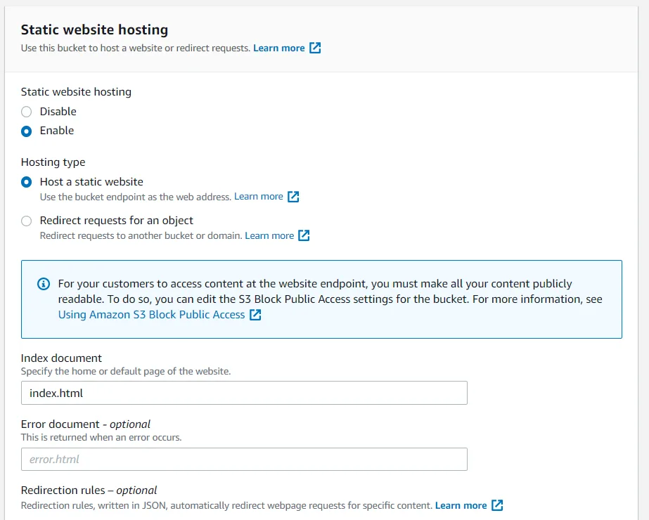 Edit Static Host Settings