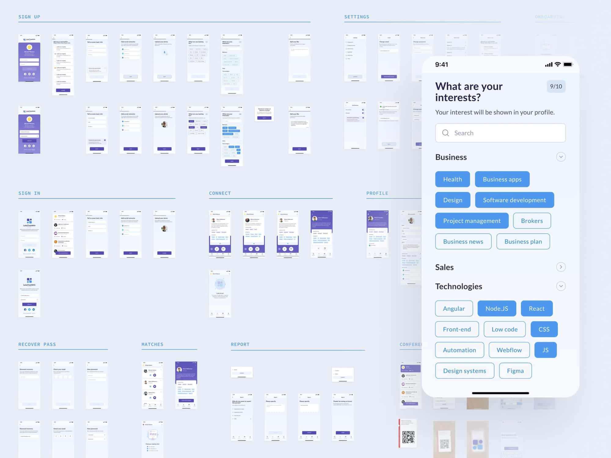 Overview of the user interface flow for attendees