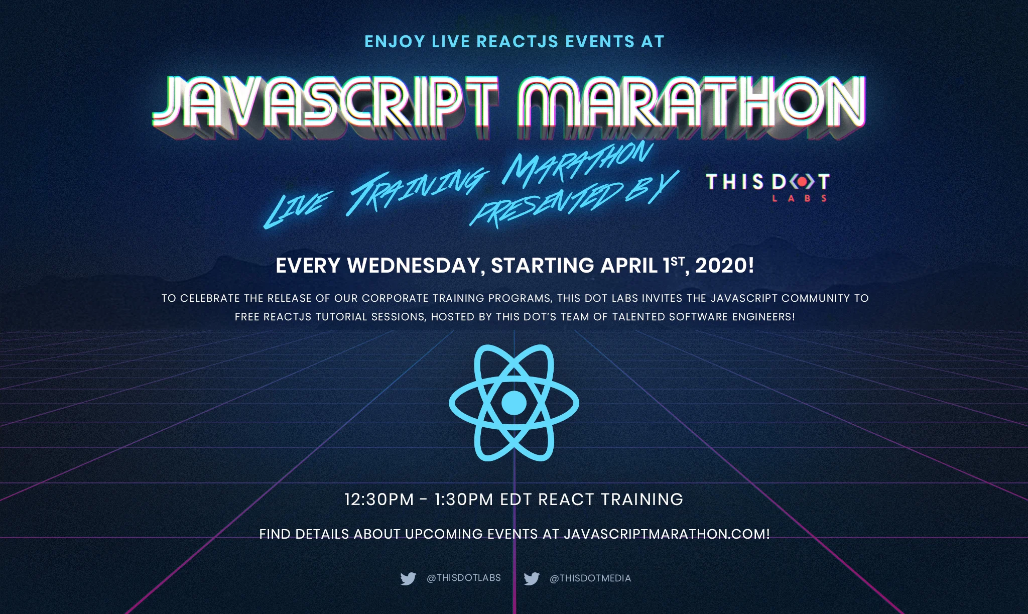 Get Hooked! Free React Training during the JavaScript Marathon by This Dot Labs this April!