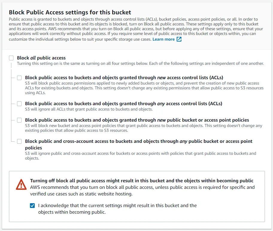 Public Access Settings