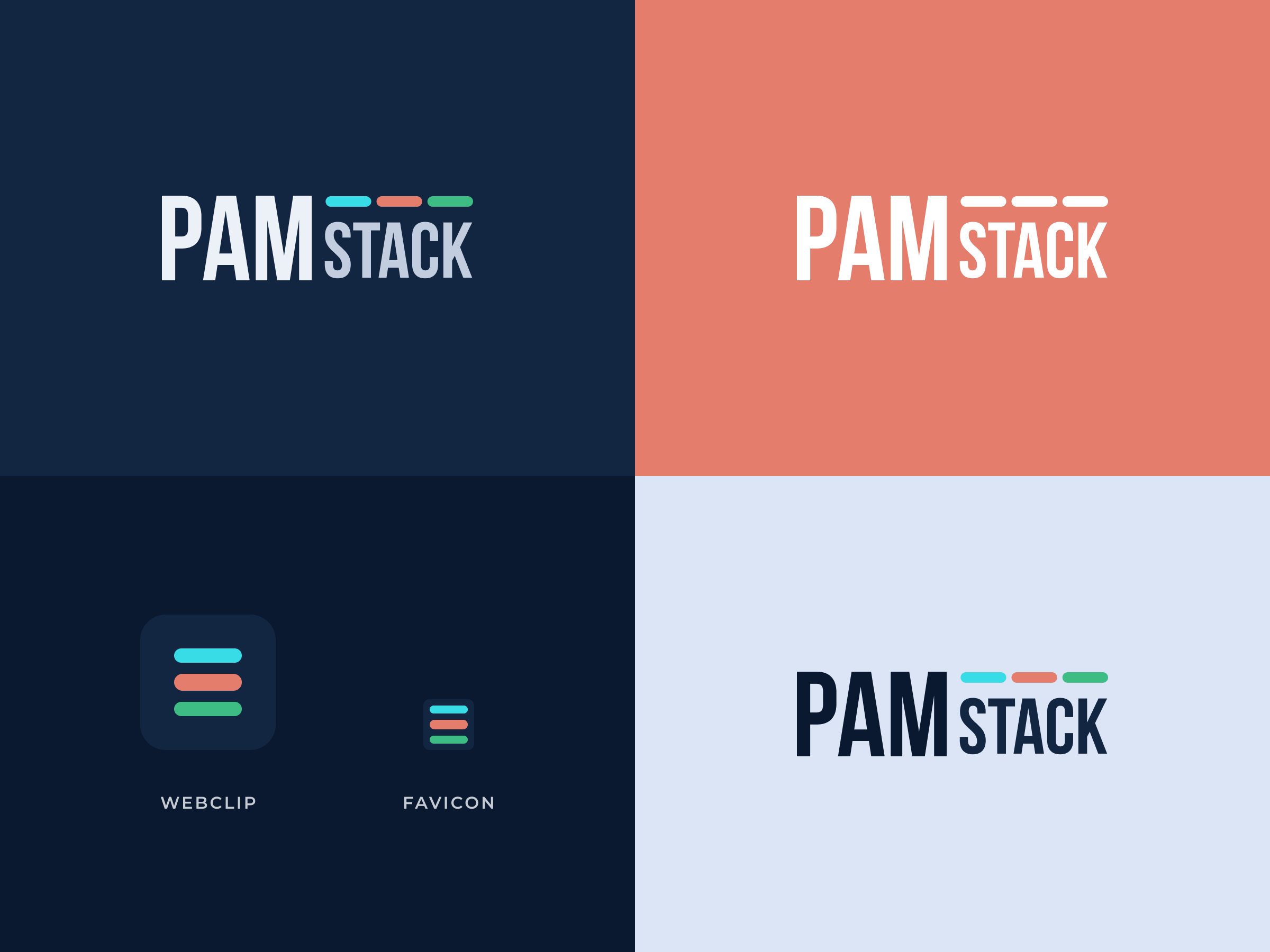 Pam stack logo variants and menu icon