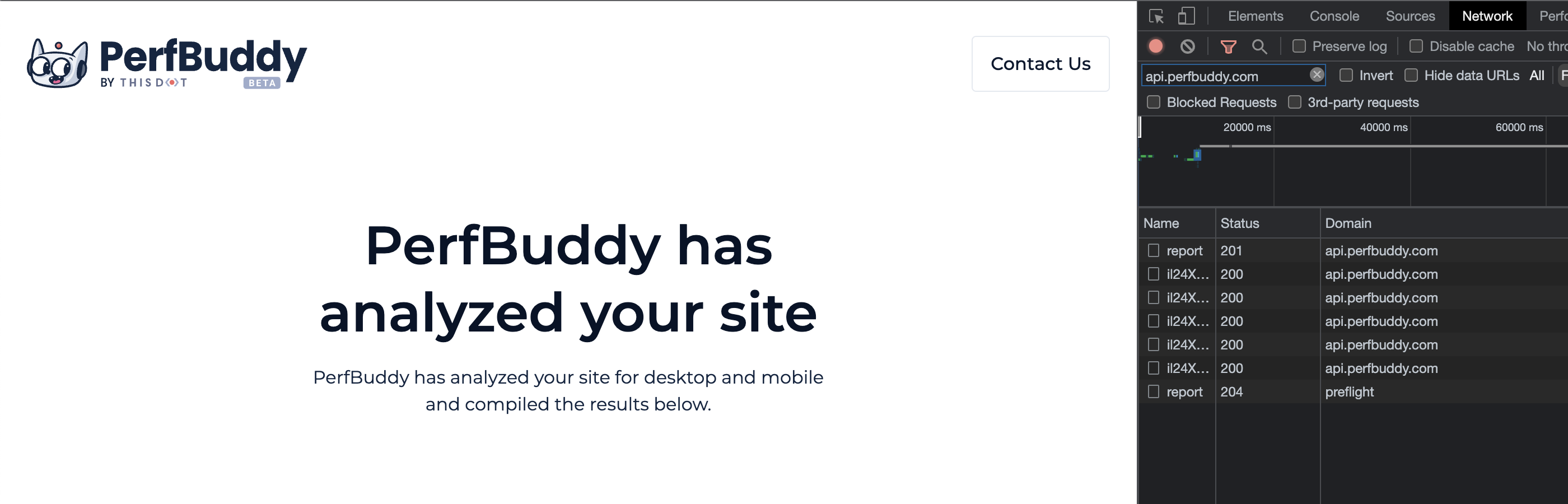 Custom Domain Working on Perfbuddy Frontend Screenshot