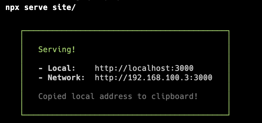 Serving site on port 3000