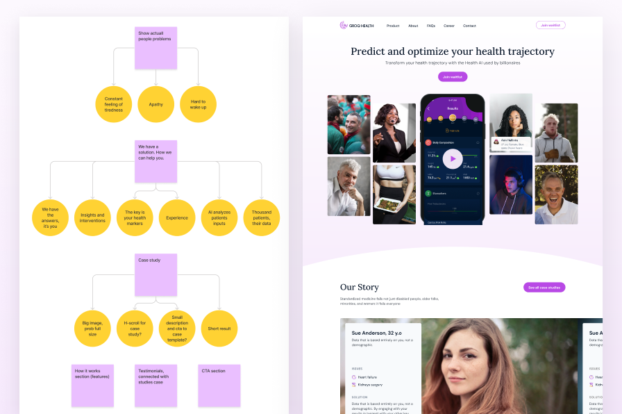 Groq Health Design Storyboard for Homepage