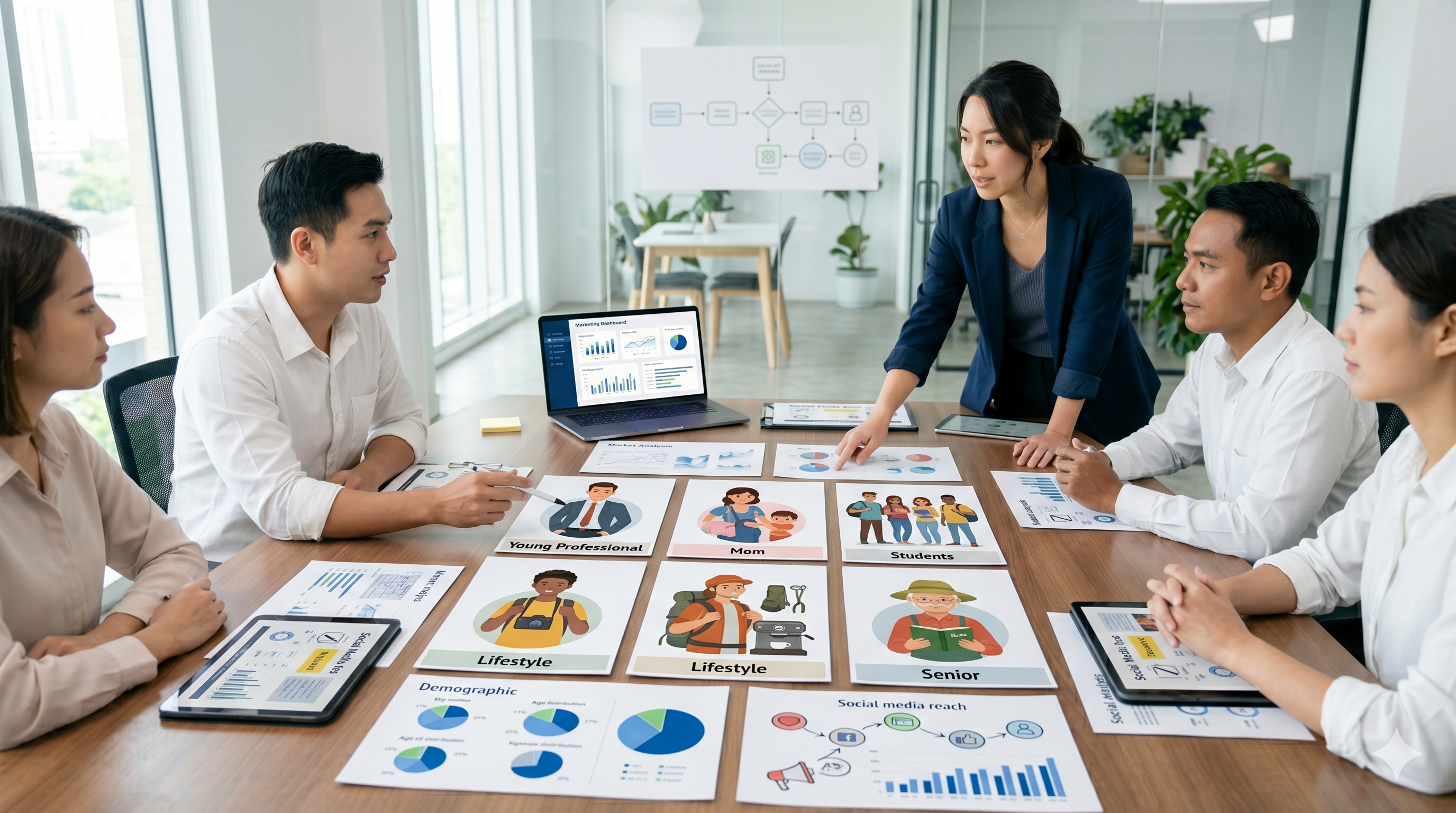 團隊討論目標受眾與人物設定，提升網紅媒合精準度