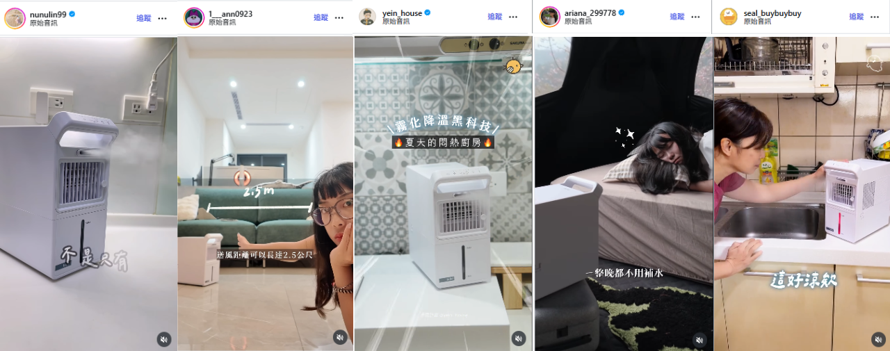 家電品牌透過多位生活型創作者短影音曝光，呈現 3C 科技品牌群發網紅媒合案例