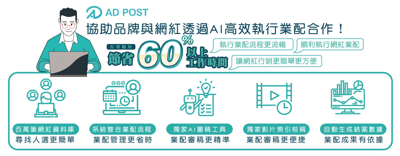AD POST 網紅行銷專案管理平台，提升60%效率的品牌行銷自動化解決方案