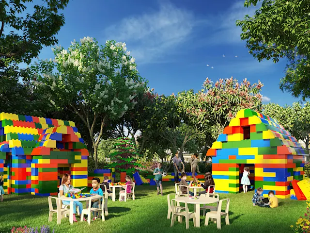 Laissez libre cours à votre imagination en explorant des structures de briques géantes colorées ou en créant votre propre création unique dans cet espace interactif dynamique.