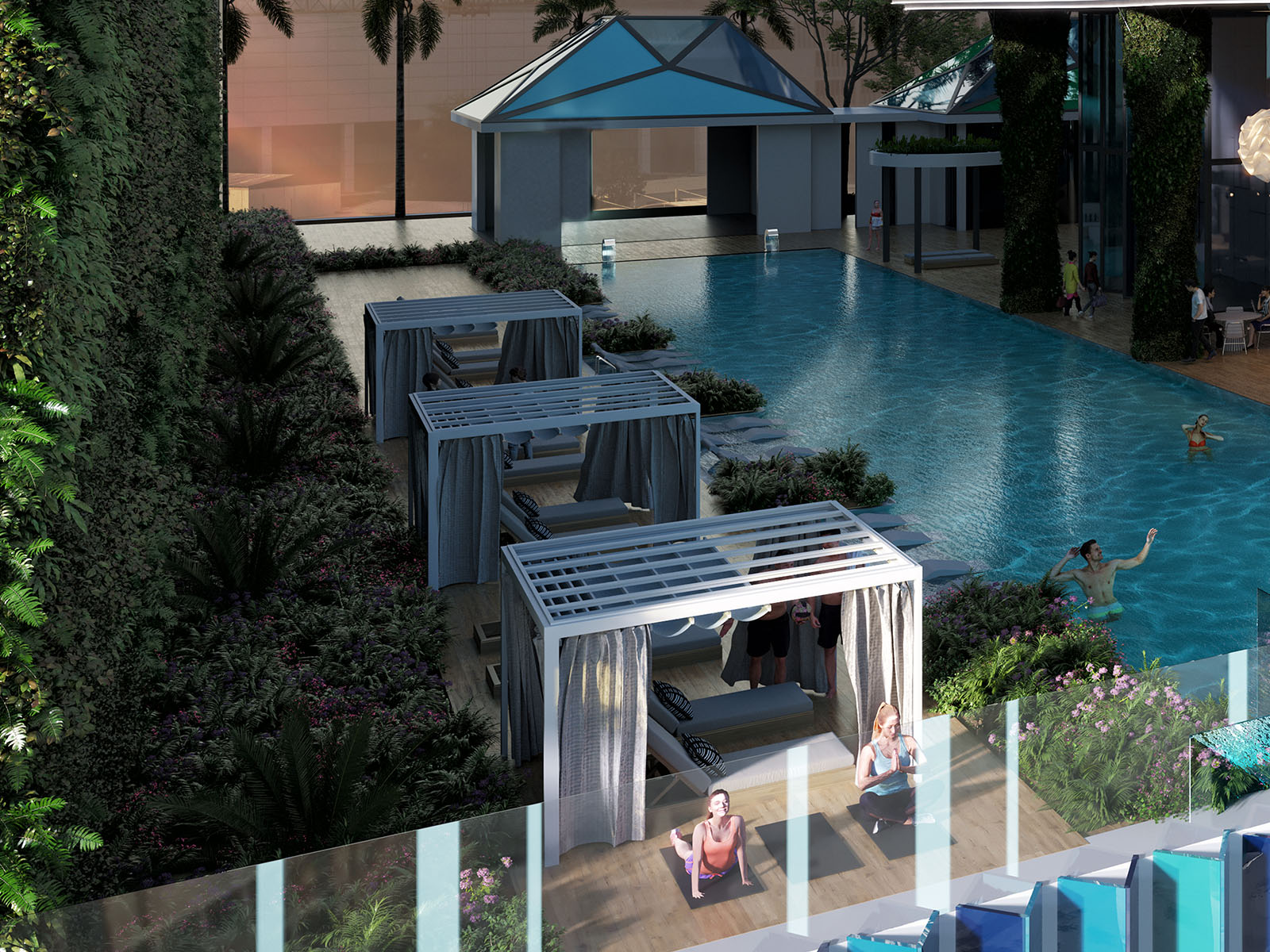 Unwind in private cabanas, offering a tranquil retreat where you can relax in style and comfort, surrounded by serene views and luxury amenities.