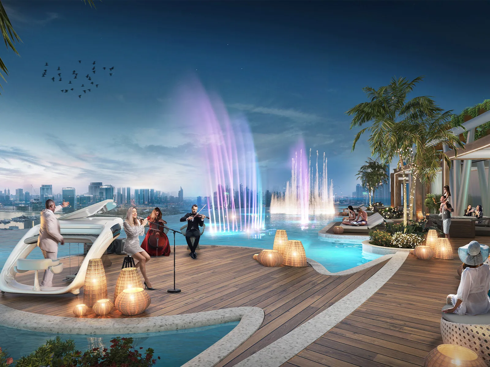 Enjoy the crowning glory, the rooftop opera pavilion, where mesmerising opera performances are synchronised with a stunning water fountain.