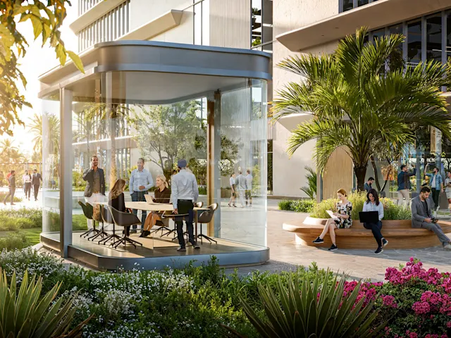 Boost creativity in serene outdoor settings where flexible pods and garden views redefine work-life balance.
