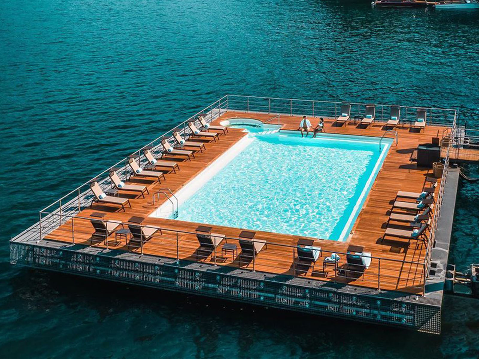 Take a plunge into the unique floating pool in the sea, where you can swim or lounge, surrounded by the breathtaking beauty of endless blue waters.