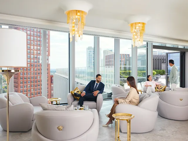 With a stunning view of the rooftop gardens and London city, enjoy some down-time in this luxury space that is exclusively for residents