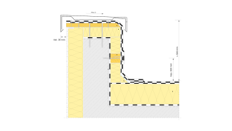Detail ukončení hydroizolační vrstvy u vysoké atiky – zatepleno