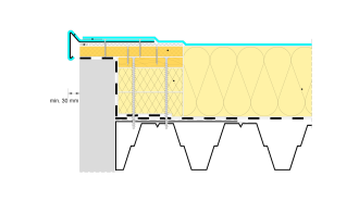 Detail ukončení hydroizolační vrstvy závětrnou lištou, TPZ