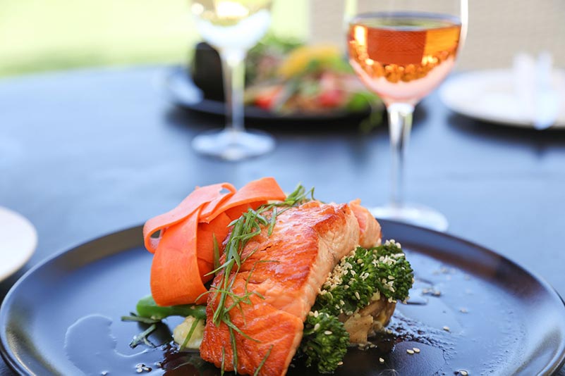 Wine store with salmon