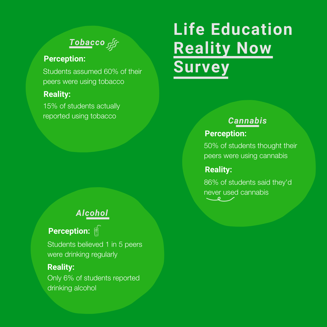 Infographic of Life Education Reality Now Survey