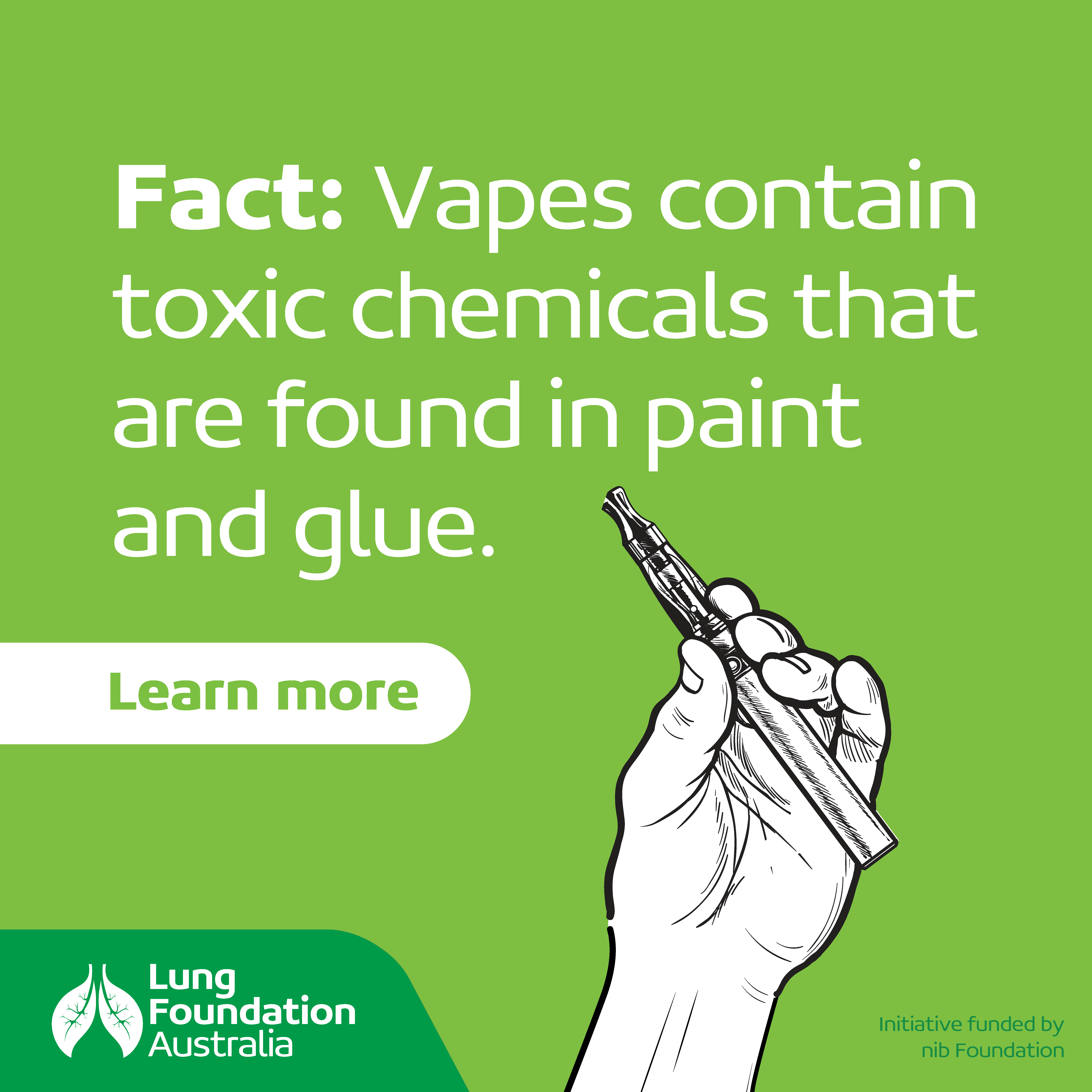 Infographic of vaping that reads: "Fact: Vapes contain toxic chemicals that are found in paint and glue."